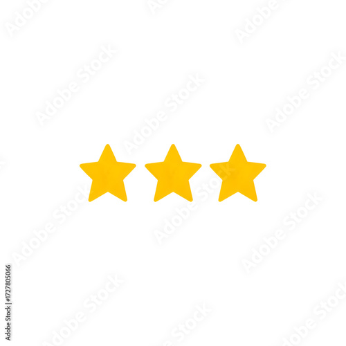 Three golden stars convey rating and achievement