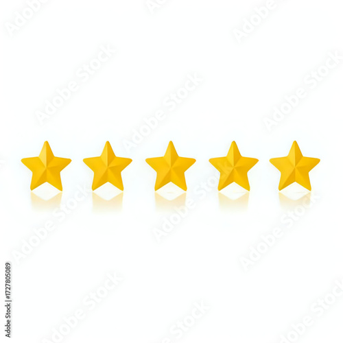 Five golden stars represent perfect rating achievement