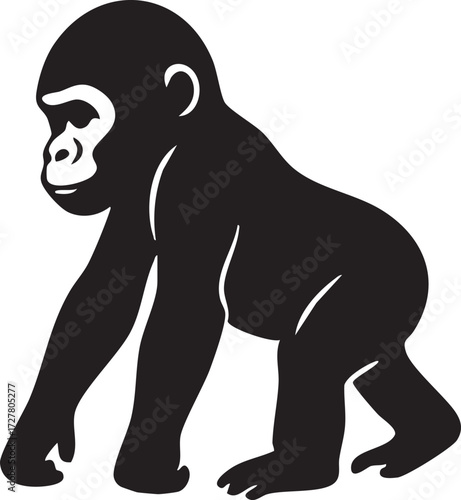 baby gorilla silhouette vector