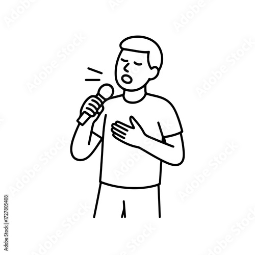 line icon man singing vector on a white background
Vector line icon on a white background
