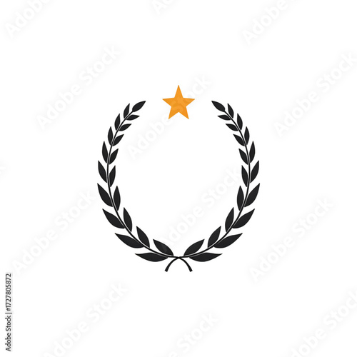 Elegant laurel wreath with golden star award symbol
