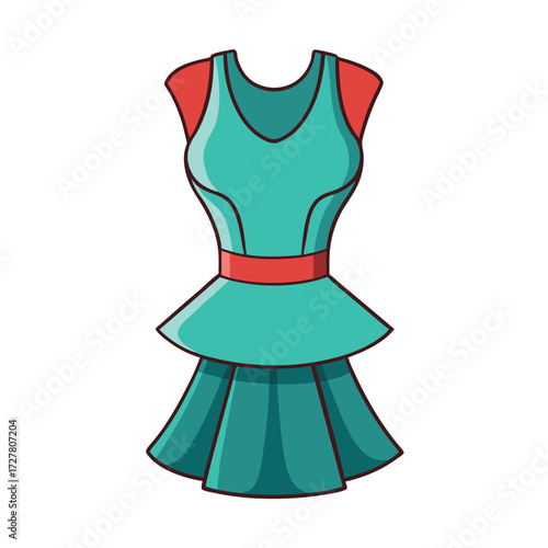 Shop cute summer dresses online: trendy teal dress with red accents for women and girls fashion