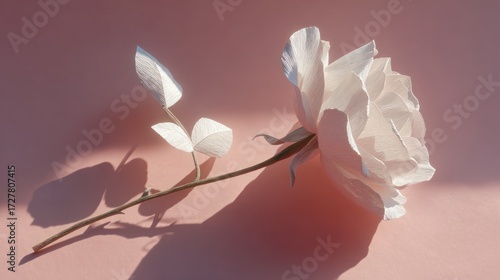 Delicate rose on pink background