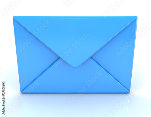 Bright Blue Envelope on White Background for Creative Concepts