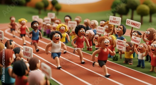Wallpaper Mural Claymation Runners Compete in a Track and Field Event. Torontodigital.ca