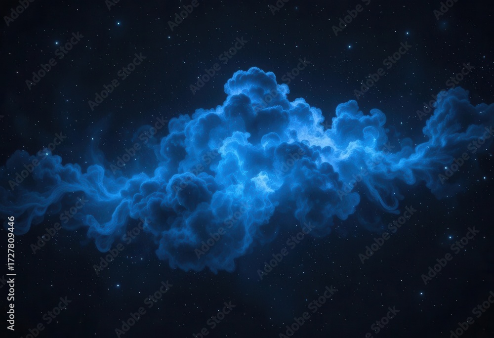 Obraz premium Celestial Dark Sky with Blue Nebula Light