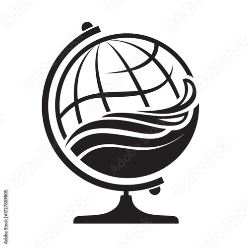 black globe icon isolated on white background