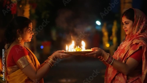Women Offering Prayers During a Religious Ceremony.