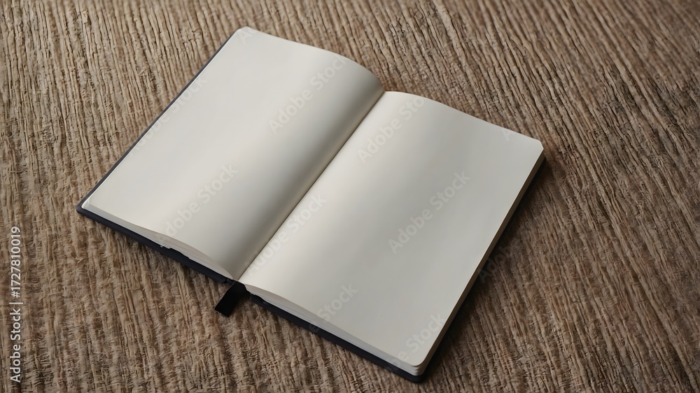Fototapeta premium Open blank notebook mockup with empty pages for design and writing on soft background 
