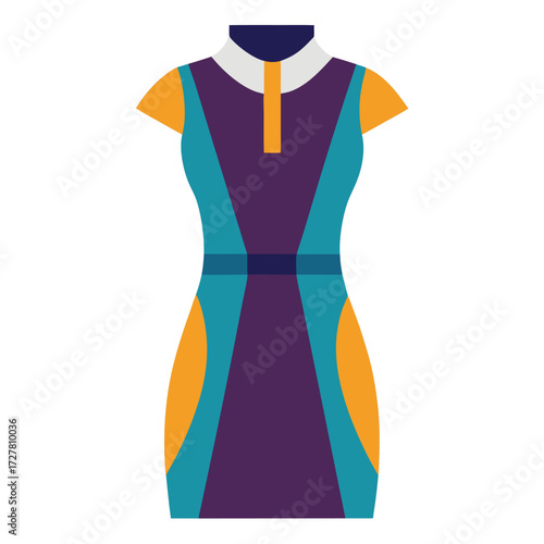 Shop stylish summer dress women fashion online purple teal and yellow color block dress design