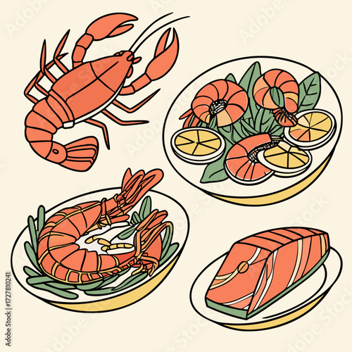 set of seafood