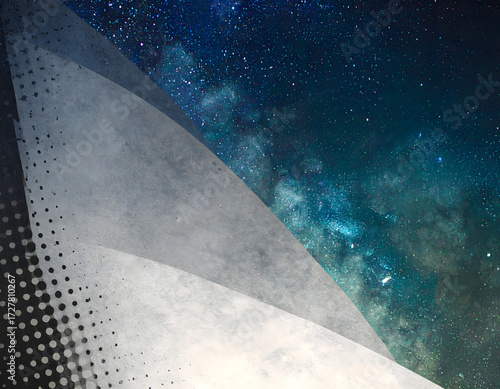 Abstract Cosmic Background with Textured Shapes and Starry Sky