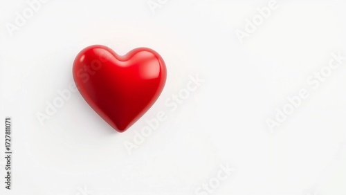 Wallpaper Mural Glossy red 3D heart isolated on white background, romantic minimal design for love, Valentine’s Day or wedding concept. Torontodigital.ca