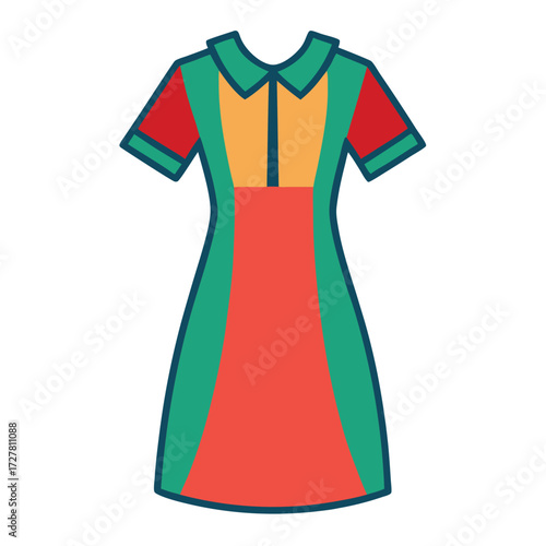 Shop colorful summer dress with collar short sleeves fashion apparel clothing for women online