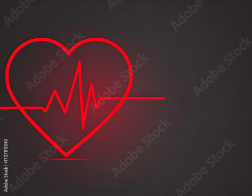Heartbeat Line with Heart Shape on Dark Background for Health Themes