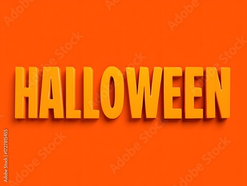 Bold Halloween text in vibrant orange vector typography isolated, festive spooky modern glossy design