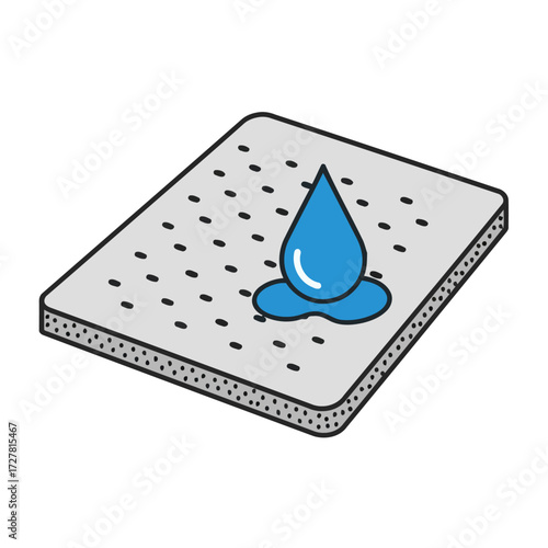 Abstract illustration of a water droplet on a porous surface