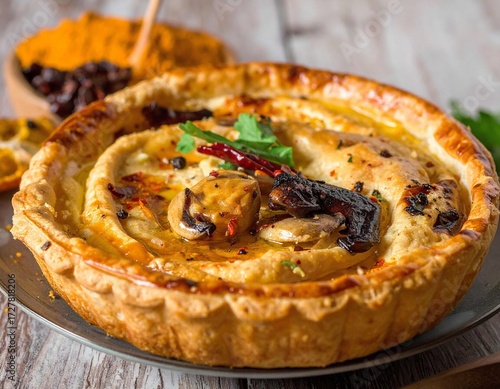 Savory tart with golden crust and rich filling