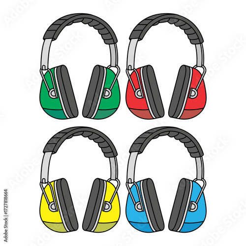 Colorful Ear Muffs Vector Illustration Protecting Hearing in Style