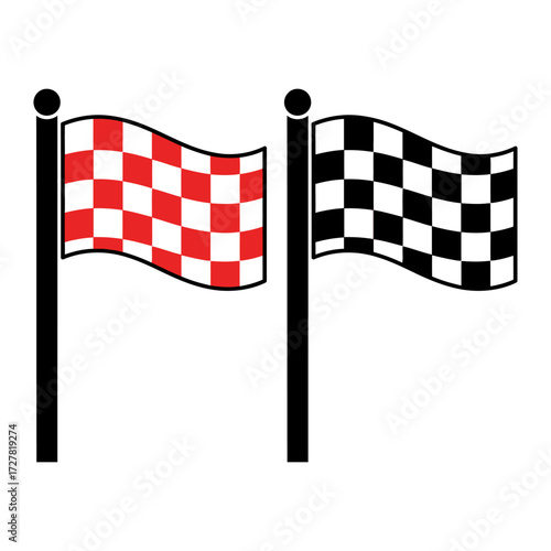 Checkered Racing Flags Red & Black Symbols of Competition and Victory
