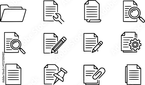 Set of file tool outline vector icons