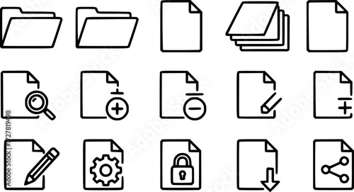 Set of file tool outline vector icons