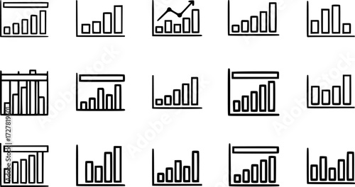 Set of Gantt chart bar outline vector icons