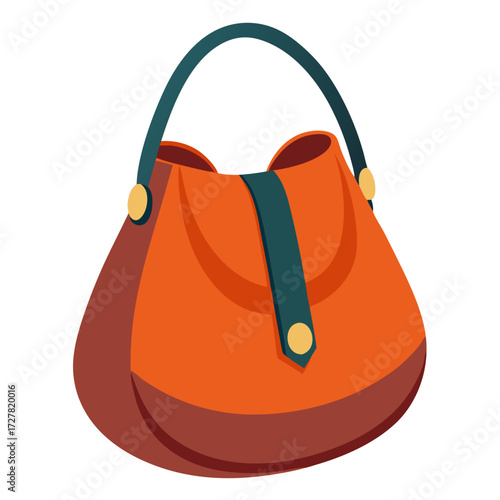 Stylish hobo bag with an orange exterior and green strap, a fashion accessory