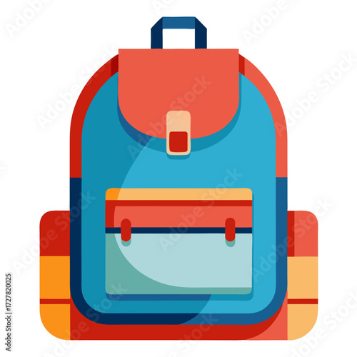 Blue and red knapsack illustration carrying belongings for education at school