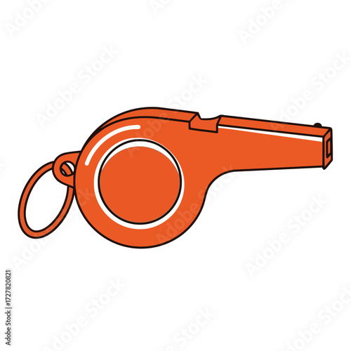 Illustration of a vibrant orange whistle, a symbol of authority for coaches, referees, and lifeguards to signal commands and alerts