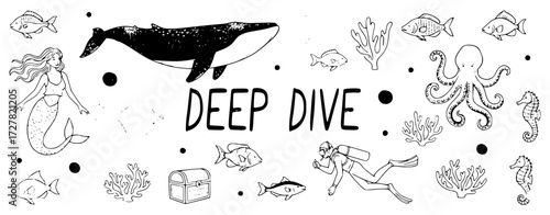 Explore deep ocean life with whimsical marine animals for fun designs and creative projects underwater theme needed
