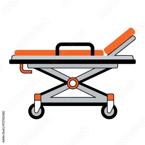 Medical stretcher gurney icon for hospital and emergency services. Vector illustration of a patient transport bed on a white background