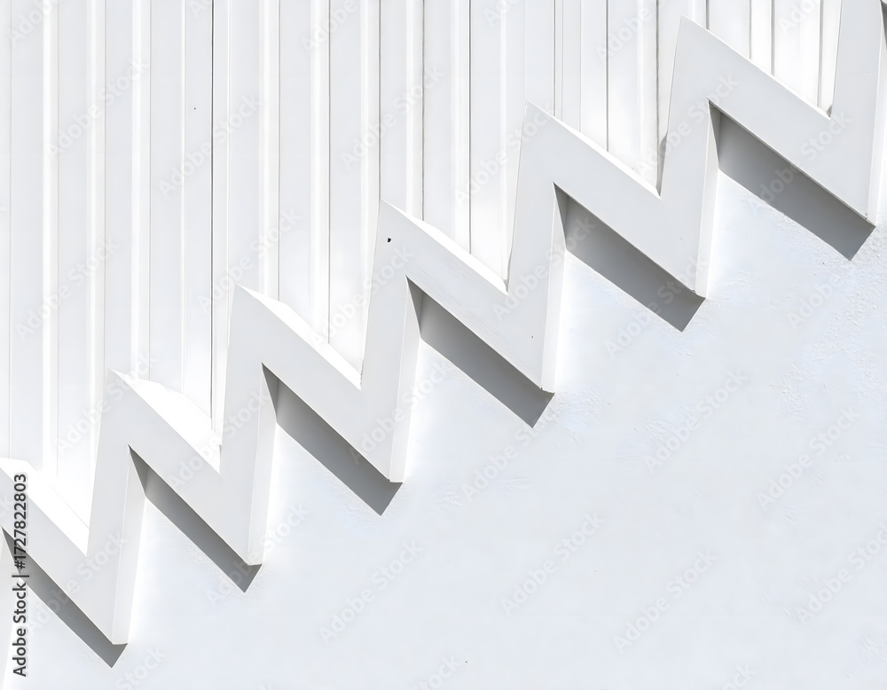 Fototapeta premium White Geometric Pattern on Clean Wall with Angular Design Elements