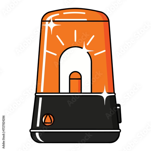 Bright Orange Emergency Beacon Light Icon Symbol Illustrating Warning, Danger, and Alert Signals for Safety and Security Systems and Situations