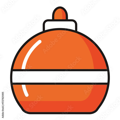 Vibrant orange and white holiday bauble illustration, perfect for festive season designs and seasonal celebrations. A classic decorative ornament icon for joyous occasions