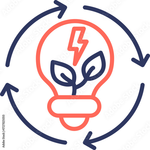 Energy Efficiency line color icon