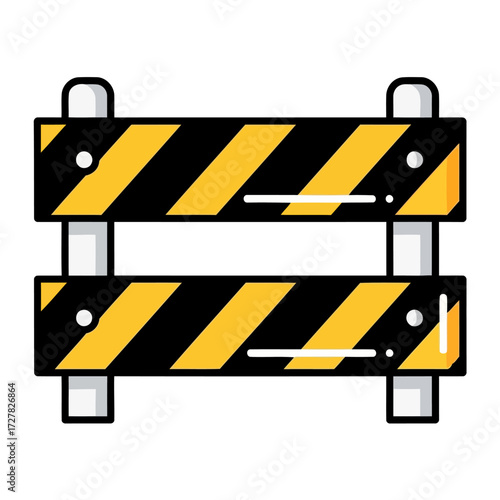 Vector illustration of a construction barrier, a symbol for work in progress, roadblocks, and restricted access areas