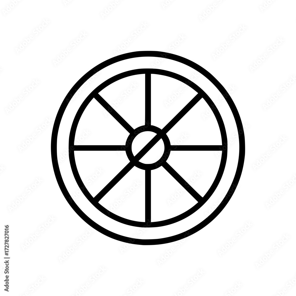 Obraz premium Minimalist wheel illustration, perfect for transportation, design, or technology projects needing a clean, modern symbol of motion and progress.