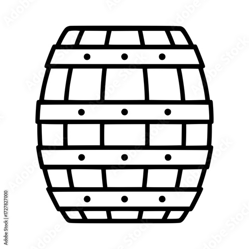 Classic barrel outline, perfect for rustic designs or brewery branding, offering a timeless vintage feel, ideal for product packaging or logo design