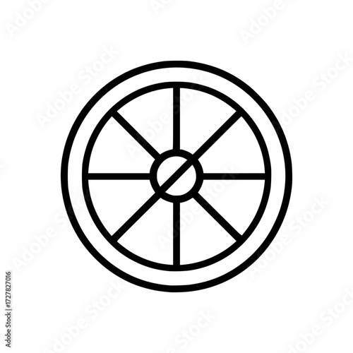 Minimalist wheel illustration, perfect for transportation, design, or technology projects needing a clean, modern symbol of motion and progress.