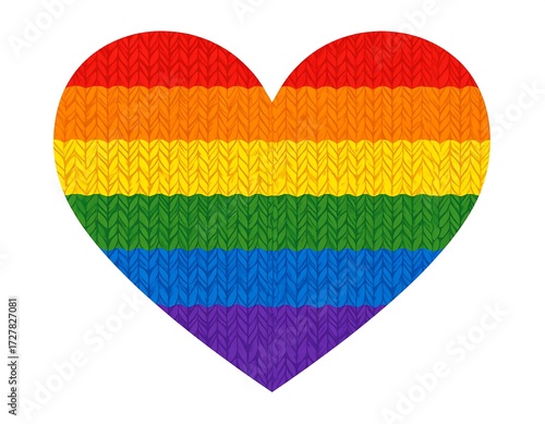 Knitted heart with rainbow colors