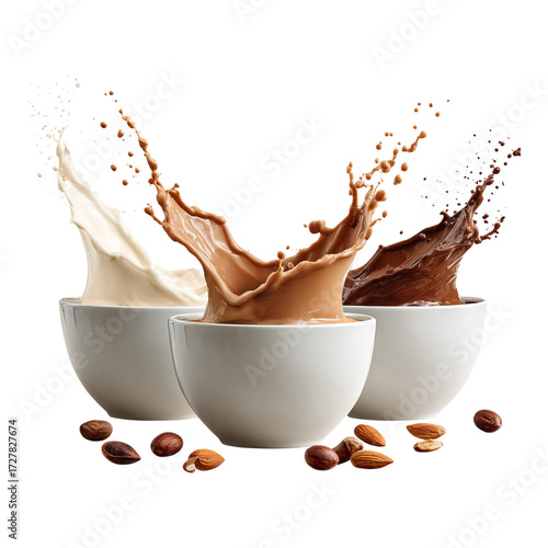 coffee beans and milk splash
