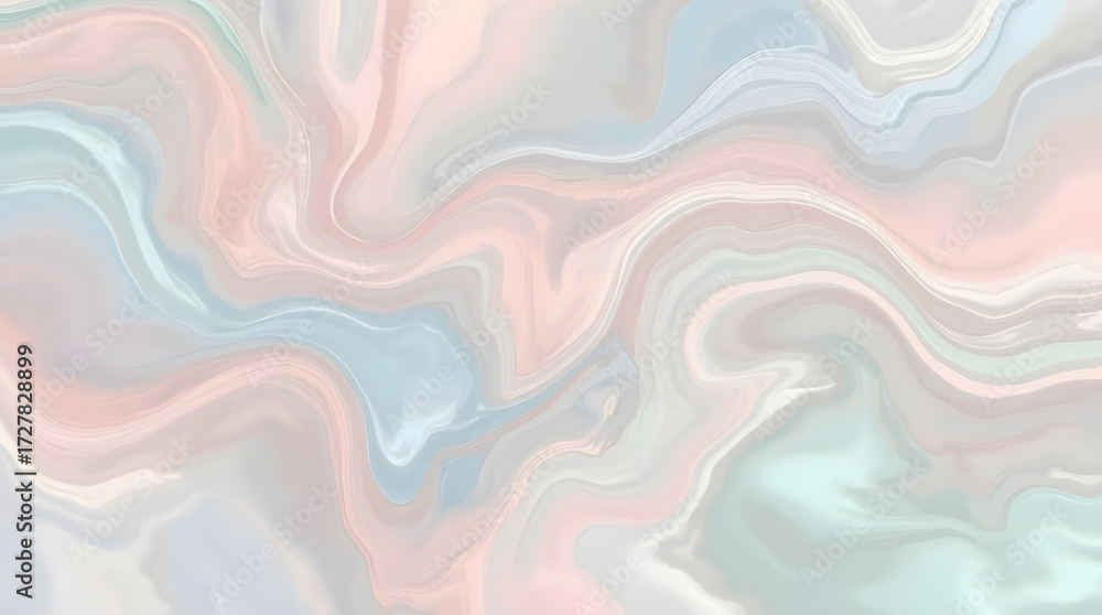 Fototapeta premium Marble Swirls of Pastel Hues: Delicate swirls of pastel colors in a modern marbled design, creating a soft, aesthetic appeal, suitable for use as a textured background.