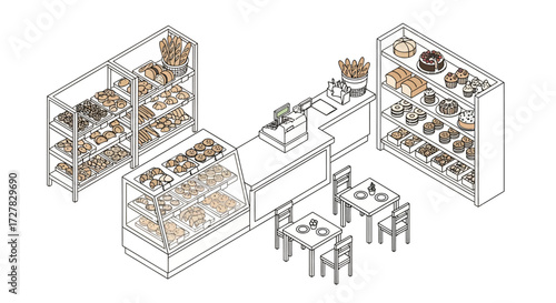 Isometric Bakery Illustration for Website or App Design