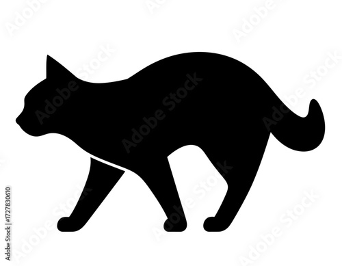 Black Silhouette Vector Icon of Cat