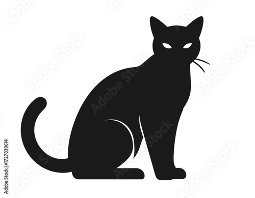 Black Silhouette Vector Icon of Cat