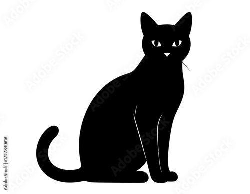 Black Silhouette Vector Icon of Cat