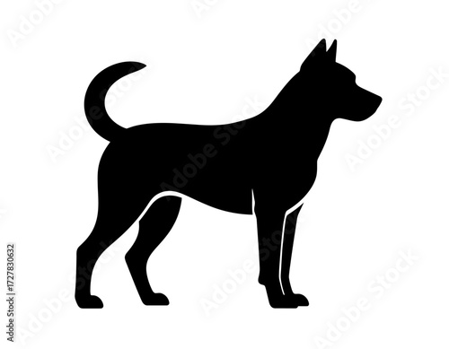 Black Silhouette Vector Icon of Dog