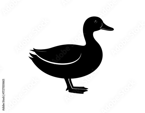 Black Silhouette Vector Icon of Duck