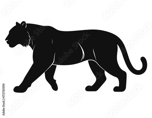Black Silhouette Vector Icon of Tiger